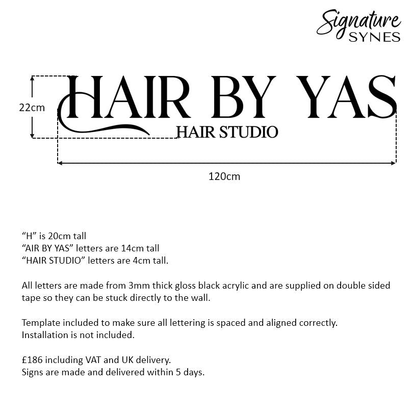 Custom Order - HAIR BY YAS - gloss black - 120cm wide - Double Sided Tape