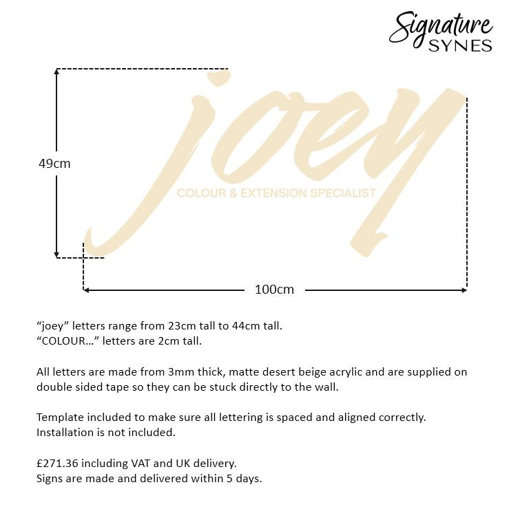 Custom Order - joey - desert beige - SIGN PACKAGE