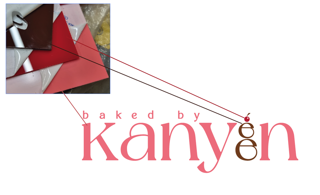 Custom Order - baked by kanyen - Coral + Brown + Red - 70cm wide - Double Sided Tape