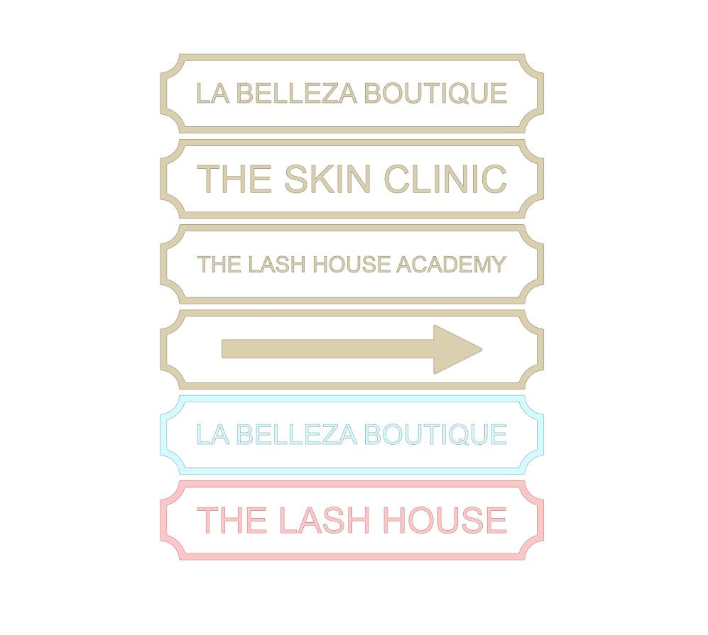 Custom Order - THE SKIN CLINIC (street signs) - 59cm wide x 12cm tall