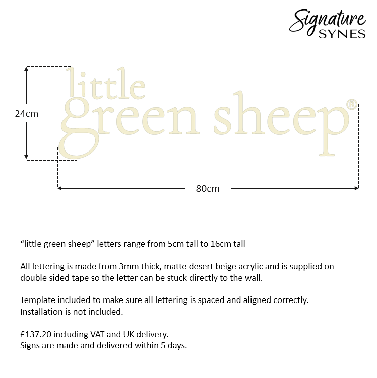 Custom Order - little green sheep / snuz - matte desert beige - SIGN PACKAGE