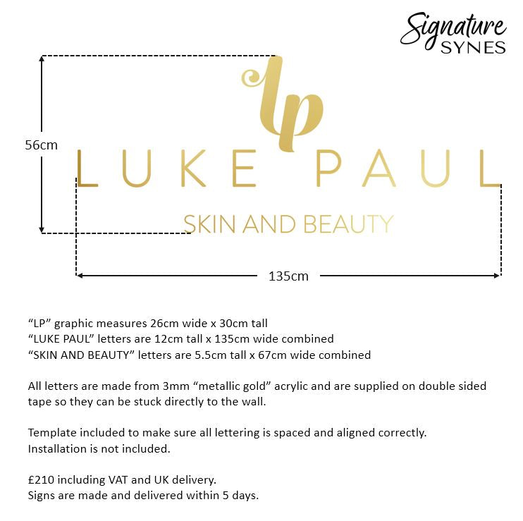 Custom Order - LUKE PAUL - "metallic gold" - 135cm wide - Double Sided Tape