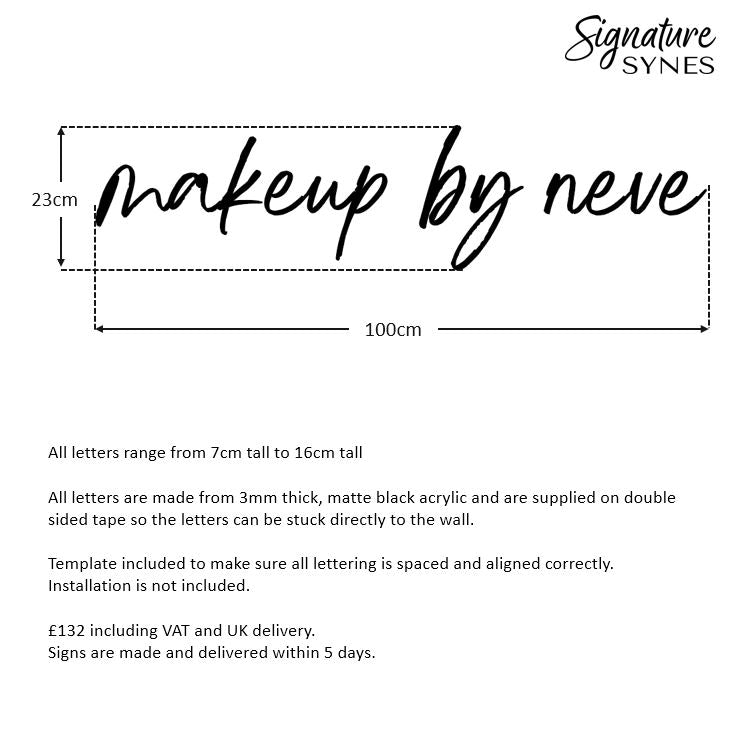 Custom Order - makeup by neve - Matte black - 100cm wide - Double Sided Tape