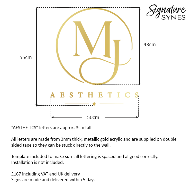 Custom Order - MJ AESTHETICS - "metallic gold" - 50cm wide - Double Sided Tape