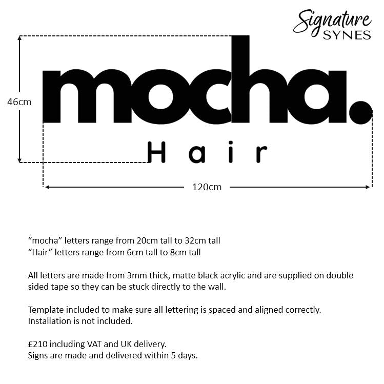 Custom Order - mocha Hair - Matte Black - 120cm wide - Double Sided Tape