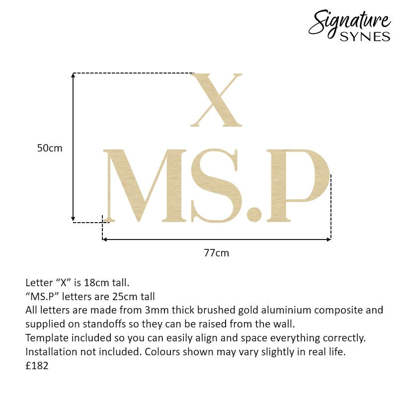 Custom Order - X MS.P - 77cm wide - brushed gold - standoffs