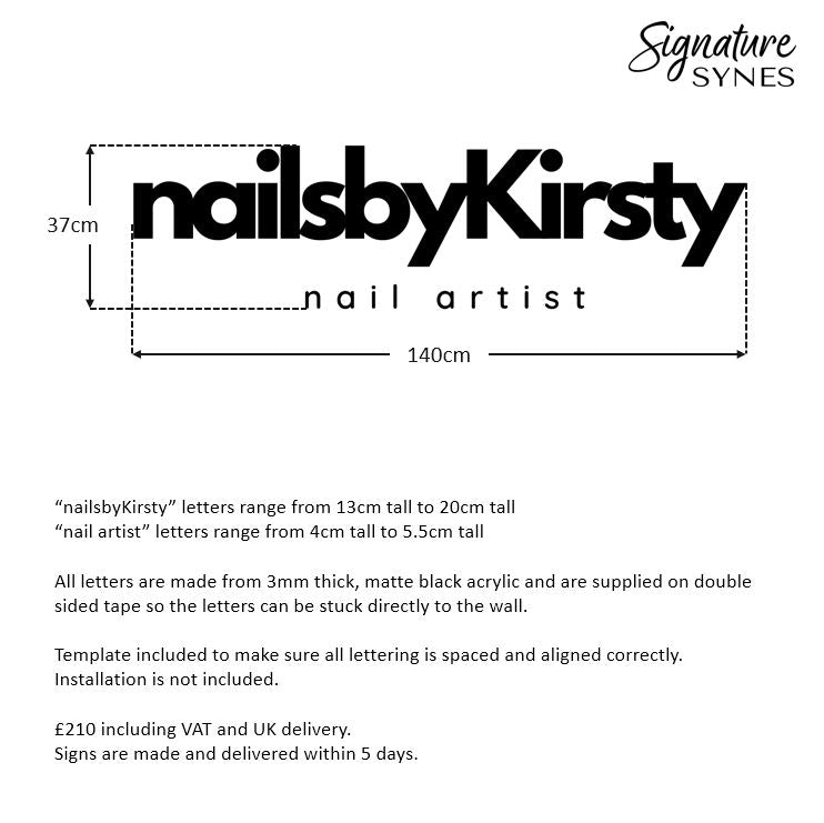 Custom Order - nailsbyKirsty - Matte black - 140cm wide - Double Sided Tape