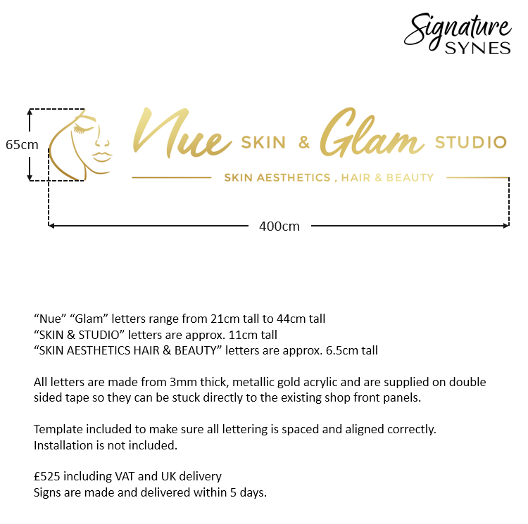 Custom Order - Nue SKIN & Glam STUDIO - "metallic gold" - 100cm wide - Double Sided Tape