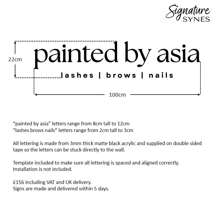 Custom Order - painted by asia - Matte black - 100cm wide - Double Sided Tape