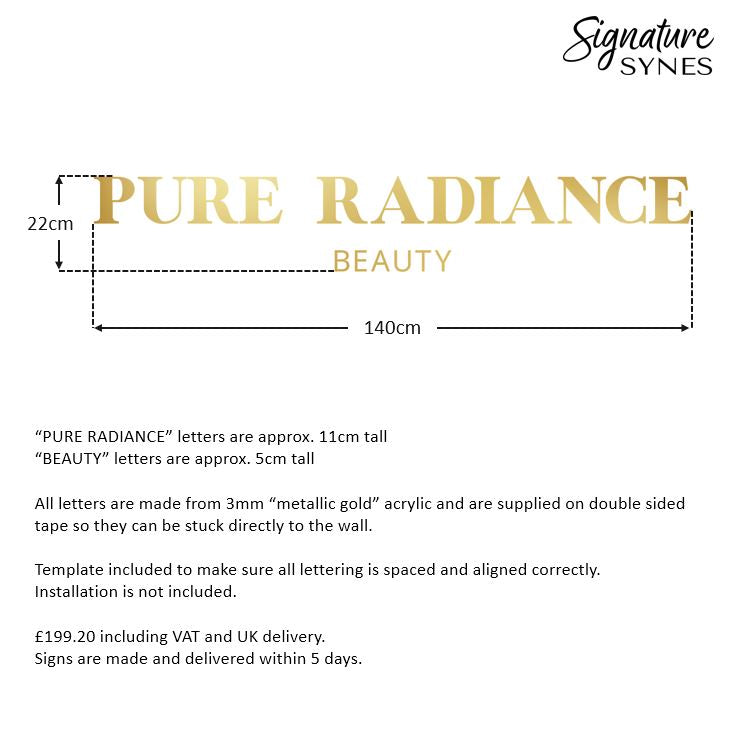 Custom Order - PURE RADIANCE - "metallic gold" - 140cm wide - Double Sided Tape