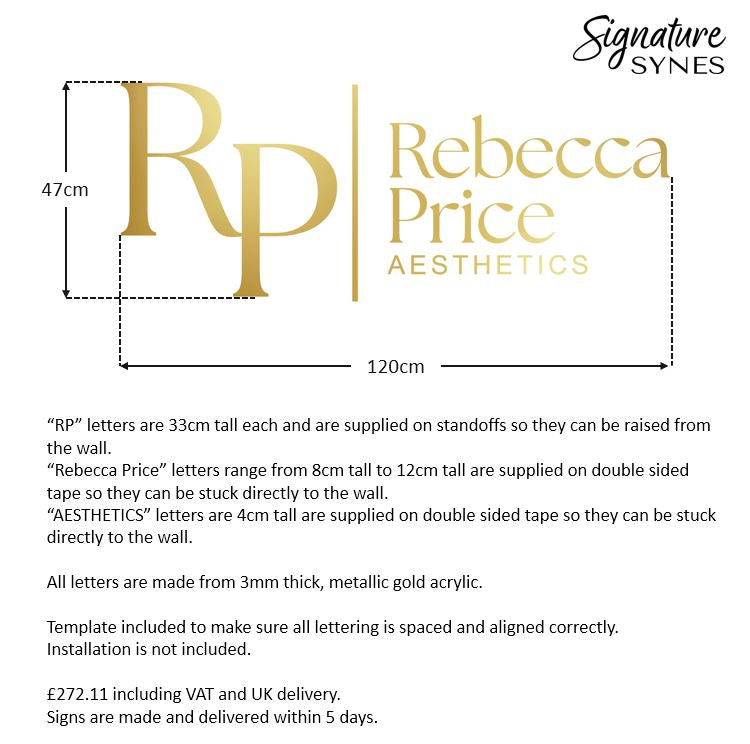 Custom Order - REBECCA PRICE - "METALLIC GOLD" - SIGN PACKAGE