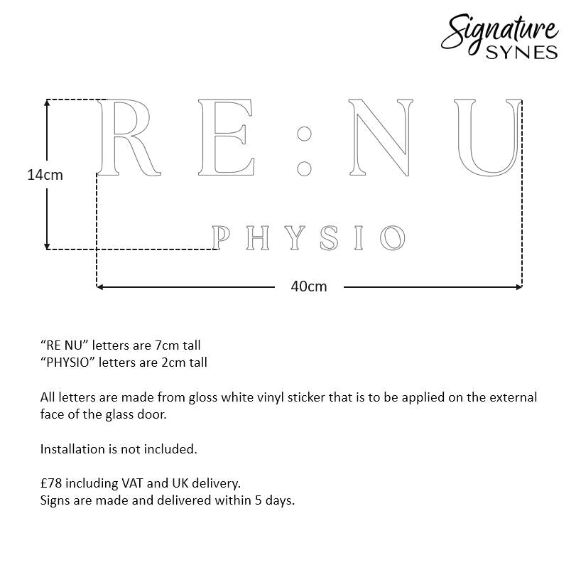 Custom Order - RE:NU PHYSIO - gloss black and gloss white - SIGN PACKAGE
