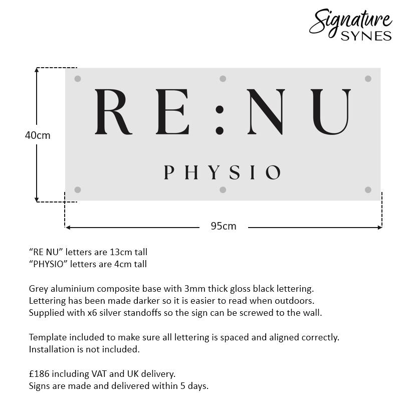 Custom Order - RE:NU PHYSIO - gloss black and gloss white - SIGN PACKAGE