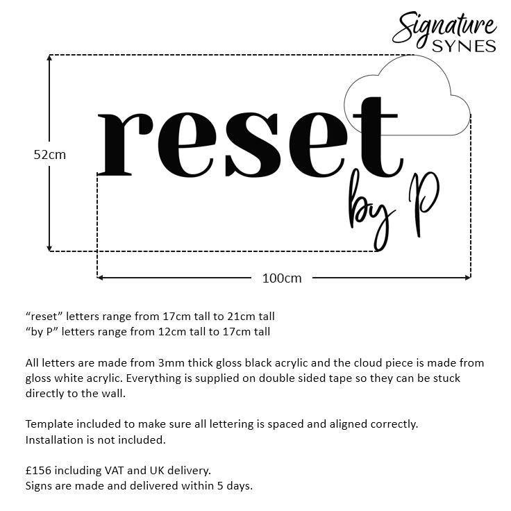 Custom Order - reset by P - gloss black + gloss white - 100cm wide + 125cm wide - Double Sided Tape