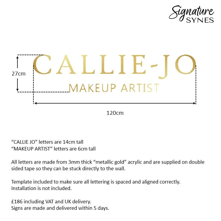 Custom Order - CALLIE-JO - "metallic gold" - 120cm wide - Double Sided Tape