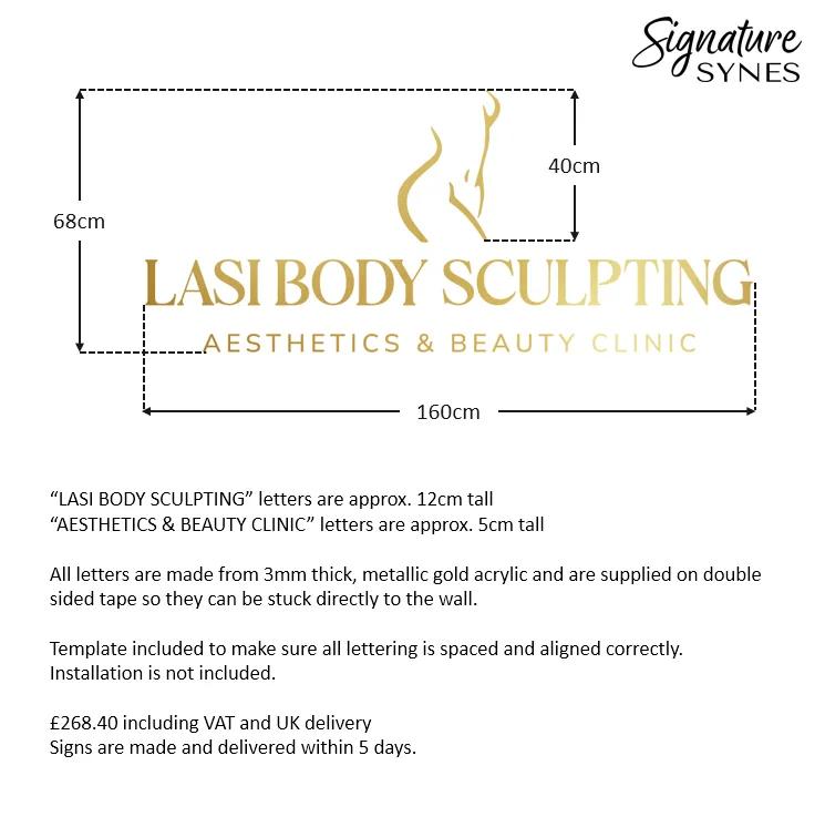 Custom Order - LASI BODY SCULPTING - "METALLIC GOLD" - 160cm wide - Double Sided Tape