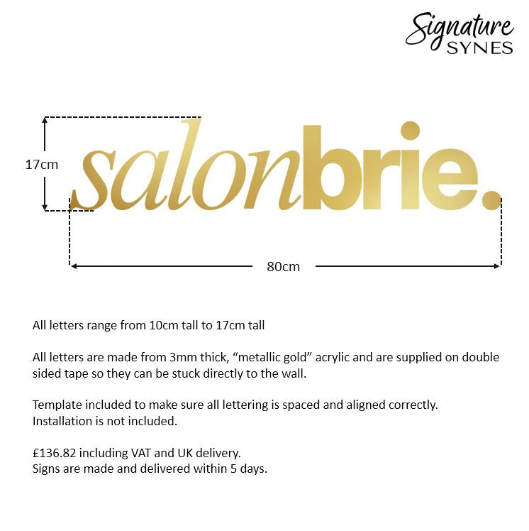 Custom Order - salonbrie. - "metallic gold" - 80cm wide - Double Sided Tape