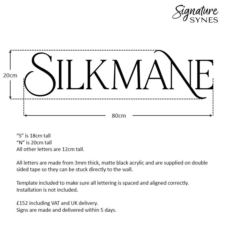 Custom Order - SILKMANE - matte black - 80cm wide - Double Sided Tape