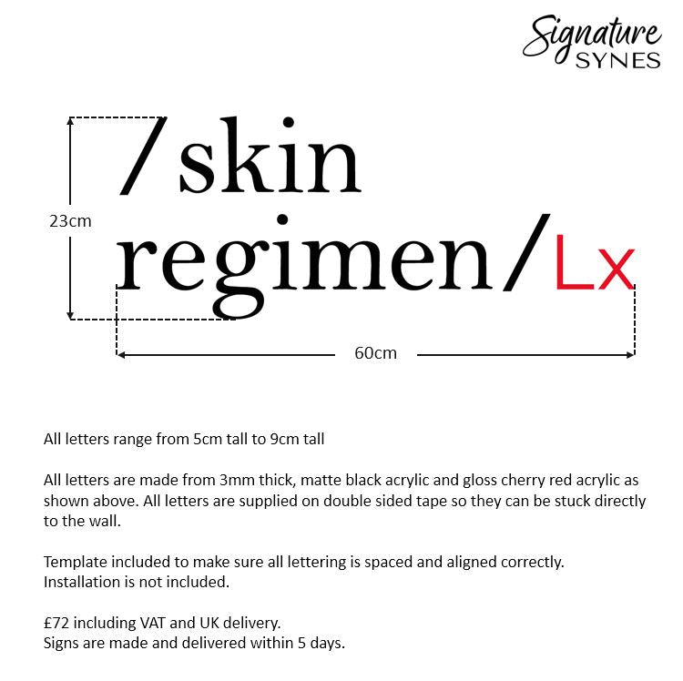 Custom Order - skin regimen Lx - matte black + gloss cherry red - 60cm wide - Double Sided Tape