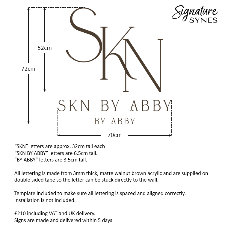 Custom Order - SKN BY ABBY - matte walnut brown - 70cm wide - Double Sided Tape