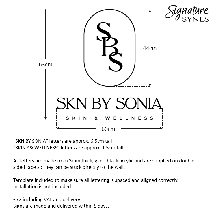 Custom Order - SBS SKN BY SONIA - Gloss black - 60cm wide - Double Sided Tape