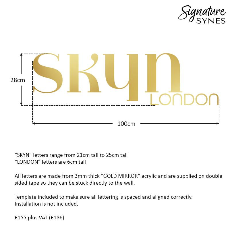 Custom Order - SKYN LONDON - "GOLD MIRROR" acrylic - 100cm wide - Double Sided Tape