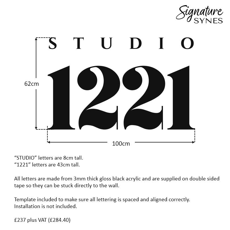 Custom Order - STUDIO 1221 - gloss black - 100cm wide - Double Sided Tape