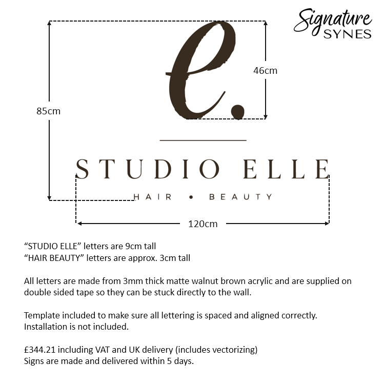 Custom Order - STUDIO ELLE - matte walnut brown - 120cm wide - Double Sided Tape
