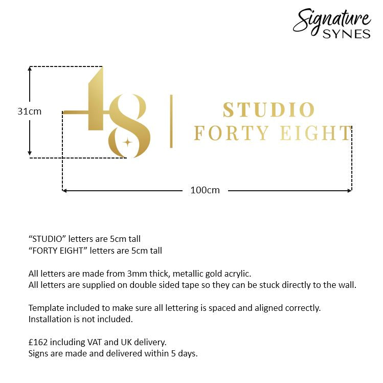 Custom Order - STUDIO FORTY EIGHT - "metallic gold" - 100cm wide - Double Sided Tape