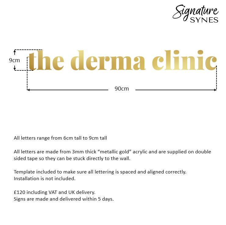 Custom Order - the derma clinic - "metallic gold" - 90cm wide - Double Sided Tape