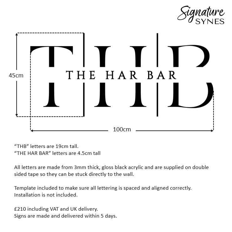 Custom Order - THE HAR BAR - gloss black - 100cm wide - Double Sided Tape