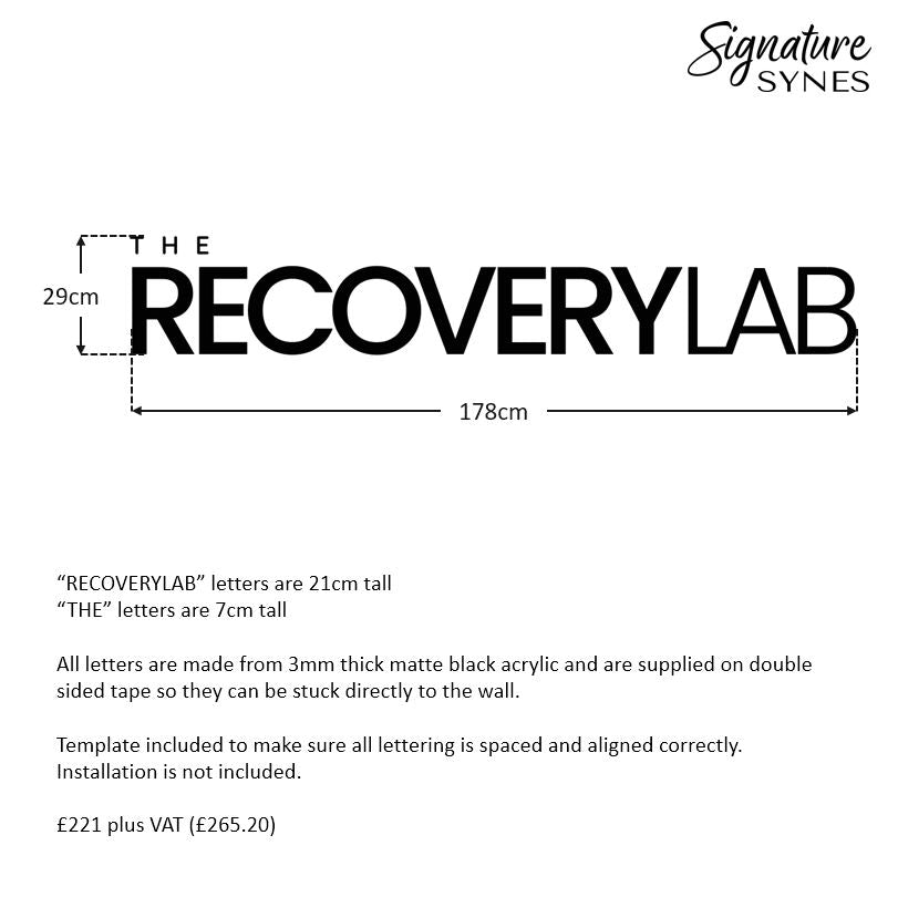 Custom Order - THE RECOVERYLAB - Matte black - 178cm wide - Double Sided Tape