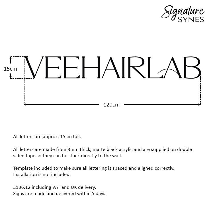 Custom Order - VEEHAIRLAB - Matte black - 120cm wide - Double Sided Tape