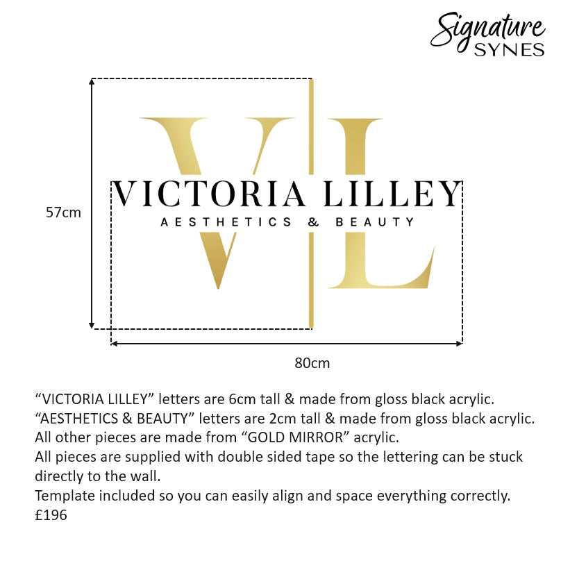 Custom Order - VICTORIA LILLEY - 80cm - Gloss Black and "GOLD MIRROR" acrylic