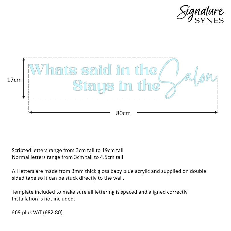 Custom Order - Rebecca Slane - gloss white + mirror silver (x6 signs) - 120cm wide - Standoffs + Double Sided Tape